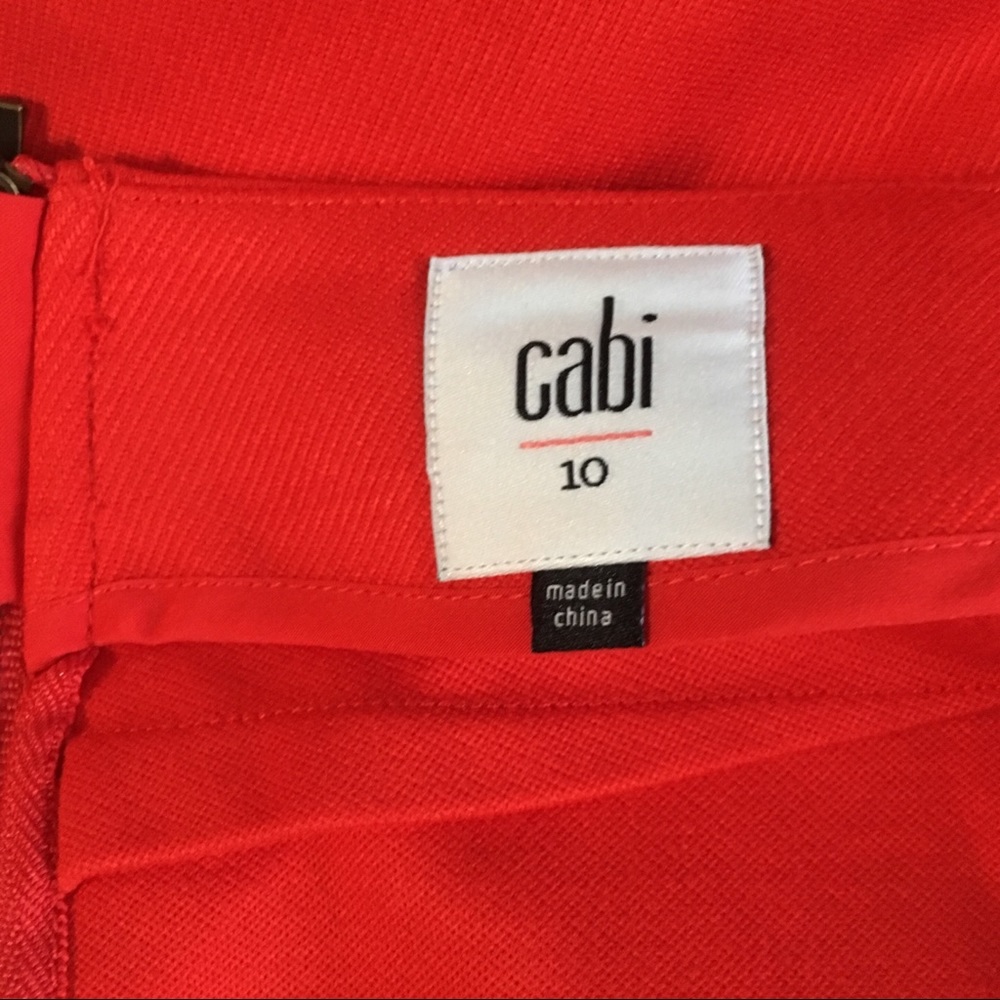 SOLD! CAbi Fiery Red Ponte Knit Skirt 10 A Line - Picture 7 of 8
